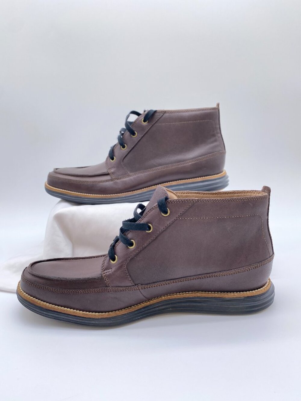 Cole Haan Grand.ØS Leather Chukka Boots Brown Moc Toe Men's 9.5 - Picture 5 of 10